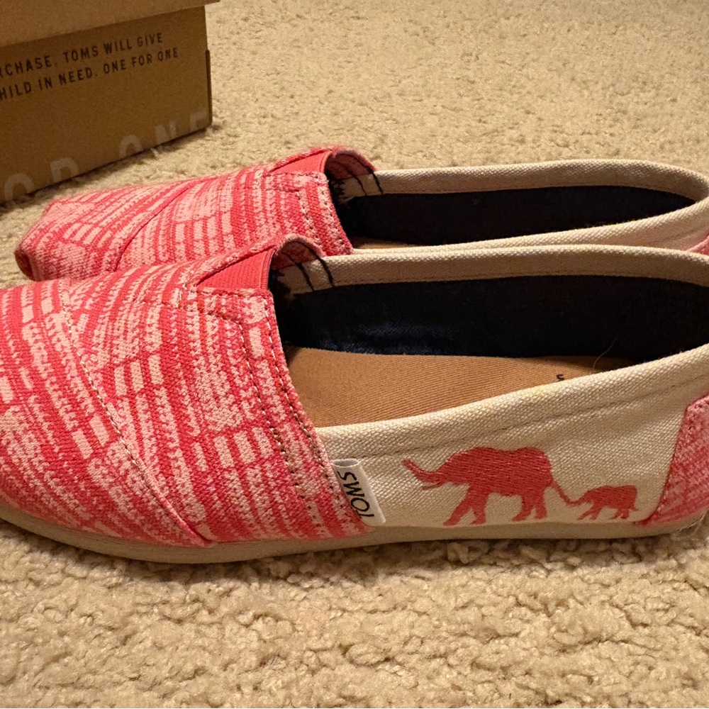 TOMS Pink Patterned Slip-On Shoes